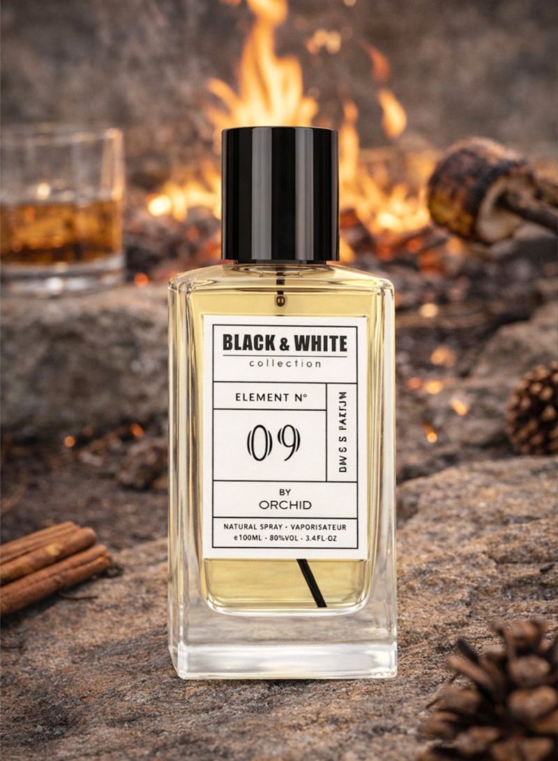 أوركيد عطر بلاك آند وايت إليمنت N.09 بور فيم أو دو بارفان 100 مل للنساء | عطر خشبي حمضي طويل الثبات بنفحات الماندرين والبرغموت والياسمين وخشب الأرز مع لمسات العنبر والمسك - Image 1